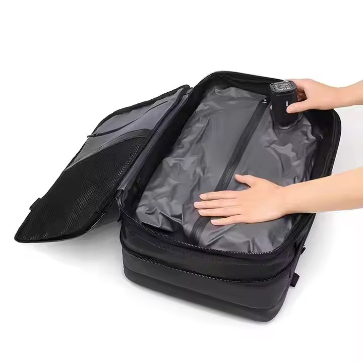 Mochila de viaje inteligente con Airbag con sistema de compresión al vacío, genial para viajar en avión o para colegio