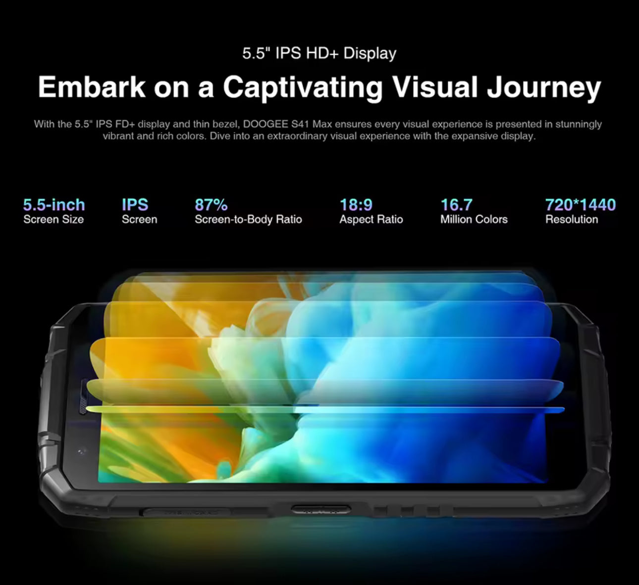 Doogee S41 Max Smartphone robusto 6GB + 256GB T606 pantalla HD + batería 6300mAh 13MP + 8MP Android 13 NFC/OTG/Dual SIM