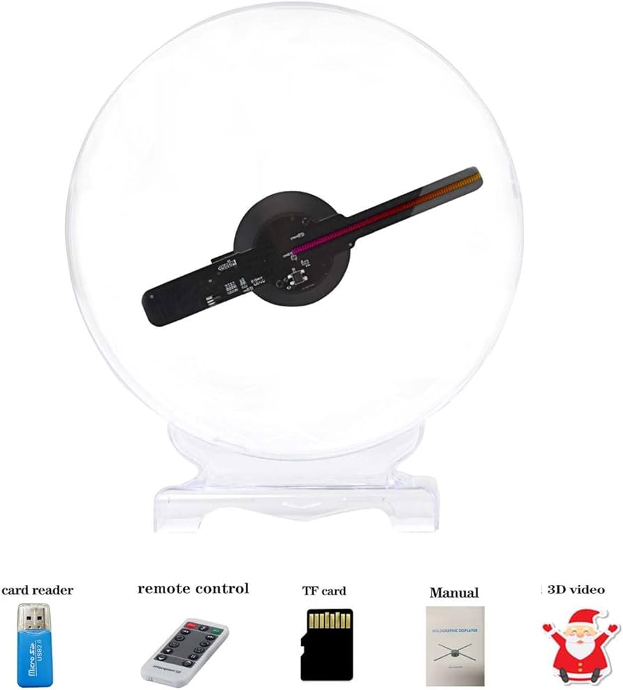 Ventilador 3D hologram de 7.9 pulgadas, ventilador holográfico WiFi de 7.9 pulgadas con cubierta, proyector portátil 3D hologram Led ventilador publicidad para carteles de tiendas, bares, fiesta,