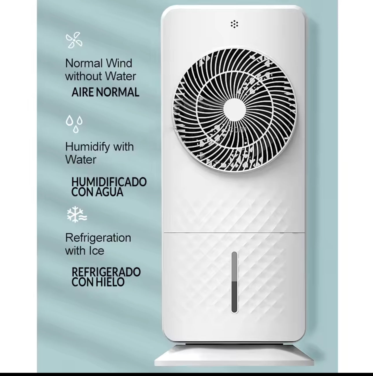 Enfriador de Aire 5.5 Litros 3 en 1 Ventilador Refrigerador y Humidificador 65W con Tanque de Agua Oscilante Aire Acondicionado 60x26x26cm Base Giratoria Desmontable 3 Niveles de Velocidad Oscilación