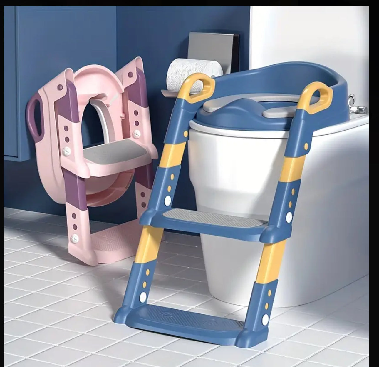 Inodoro Plegable para Niños con Barandilla de Seguridad, Diseño Ahorrador de Espacio – Regalo Perfecto para Navidad, Halloween y Año Nuevo – Incluye Escalones Antideslizantes, Asas y Protector contra Salpicaduras, Baño Portátil Infantil, Asiento de Inodor