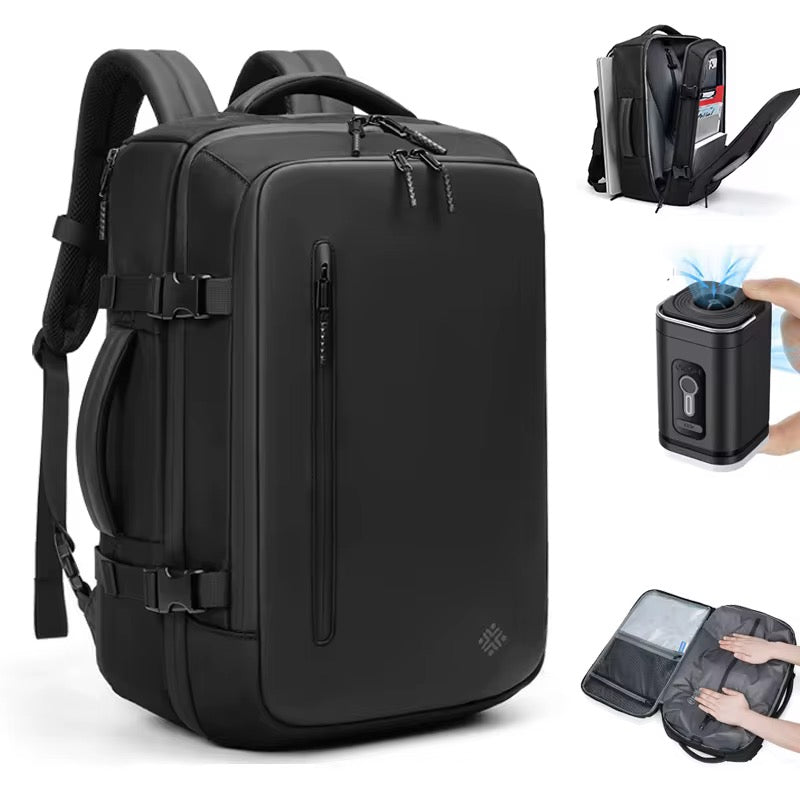 Mochila de viaje inteligente con Airbag con sistema de compresión al vacío, genial para viajar en avión o para colegio