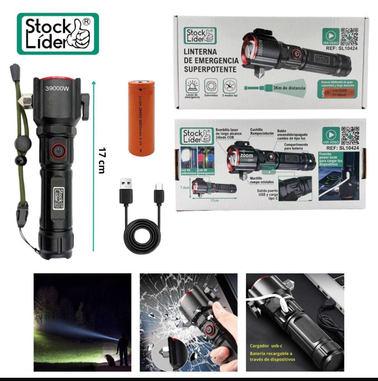 Linterna de emergencia superpotente