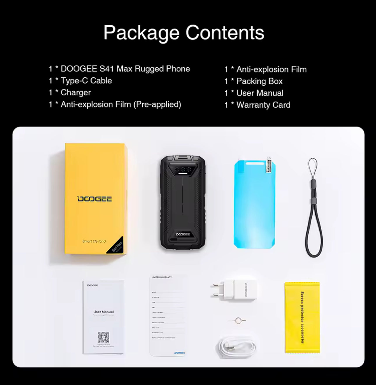 Doogee S41 Max Smartphone robusto 6GB + 256GB T606 pantalla HD + batería 6300mAh 13MP + 8MP Android 13 NFC/OTG/Dual SIM