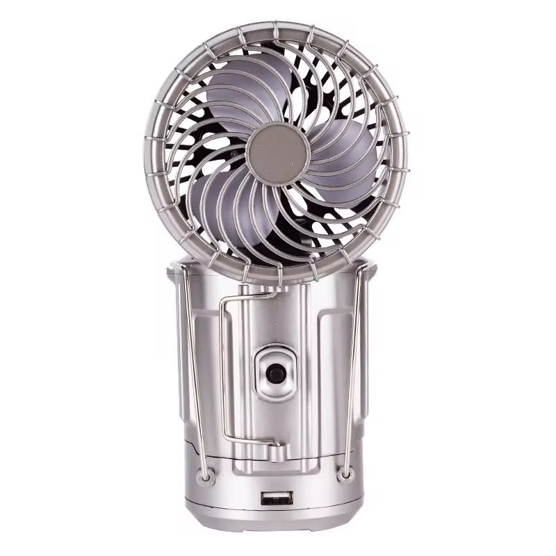Lámpara LED ventilador para camping, batería recargable solar