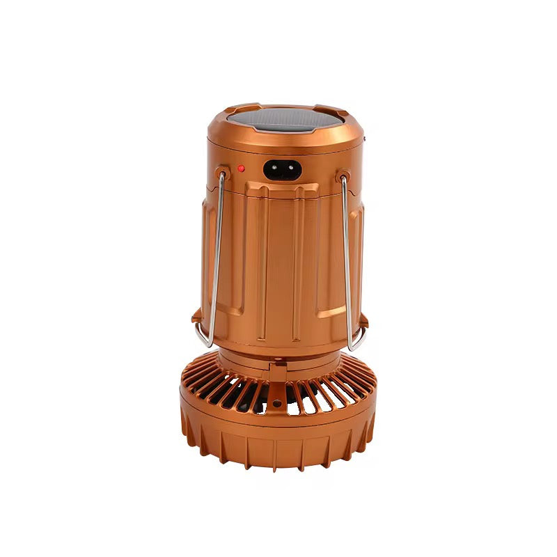 Lámpara LED ventilador para camping, batería recargable solar