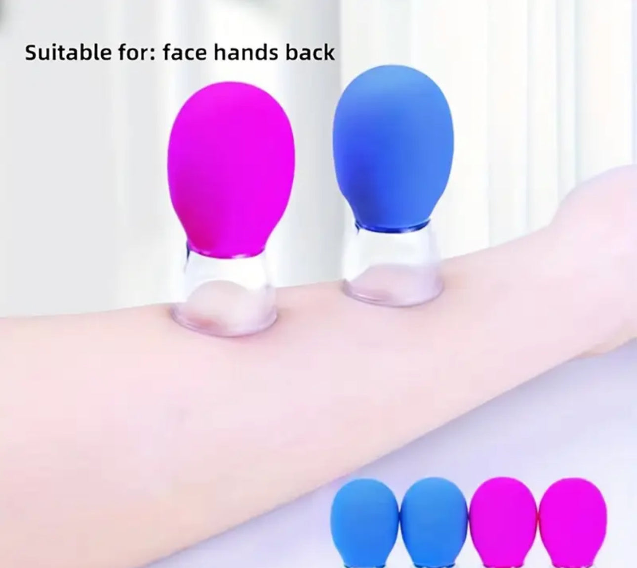 2 piezas de copa facial de silicona - copa de vacío con presión negativa para caminar, adecuada para masaje facial y corporal en color beige claro - portátil, no eléctrica, desmontable