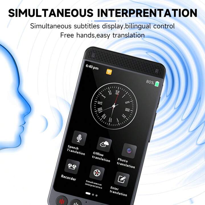 Minibear Traductor De Idiomas Inteligente Con Inteligencia Artificial, Dispositivo Traductor De Idiomas, Traducción De Voz Bidireccional En Tiempo Real Que Admite 142 Idiomas Con Pantalla Táctil HD De 4.0 Pulgadas, Portátil, Grabación Sin Conexión, Fotogr