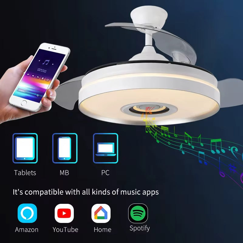 Ventilador de techo de 1,07m 42 pulgadas con altavoz de música por Bluetooth de alta calidad