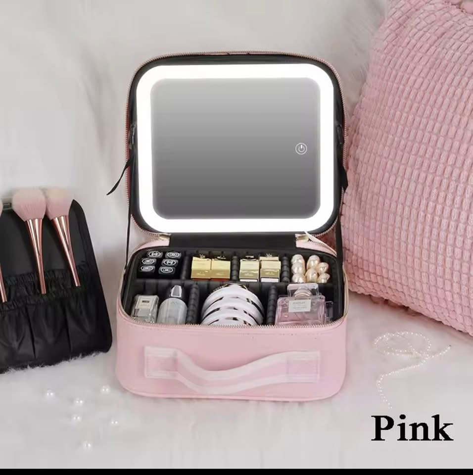 Estuche de Maquillaje con Recargable Espejo LED