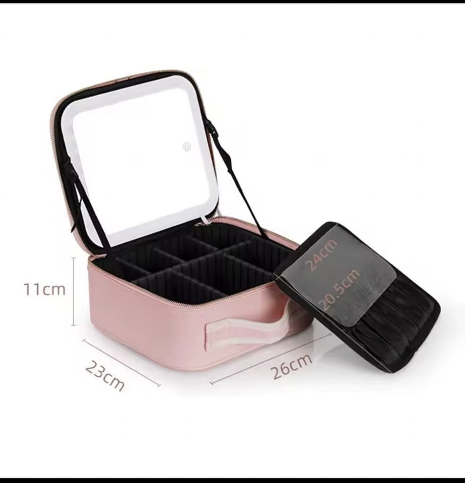 Estuche de Maquillaje con Recargable Espejo LED
