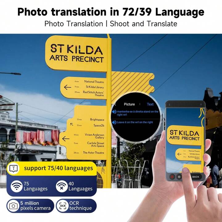 Minibear Traductor De Idiomas Inteligente Con Inteligencia Artificial, Dispositivo Traductor De Idiomas, Traducción De Voz Bidireccional En Tiempo Real Que Admite 142 Idiomas Con Pantalla Táctil HD De 4.0 Pulgadas, Portátil, Grabación Sin Conexión, Fotogr
