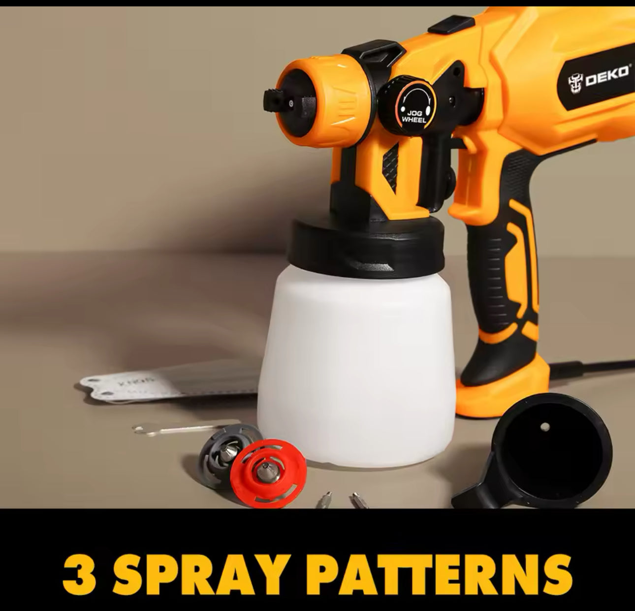Pistola pulverizadora DEKO, pulverizador de pintura eléctrico doméstico de alta potencia de 220V, 3 boquillas, fácil pulverización, limpieza, perfecto para principiantes