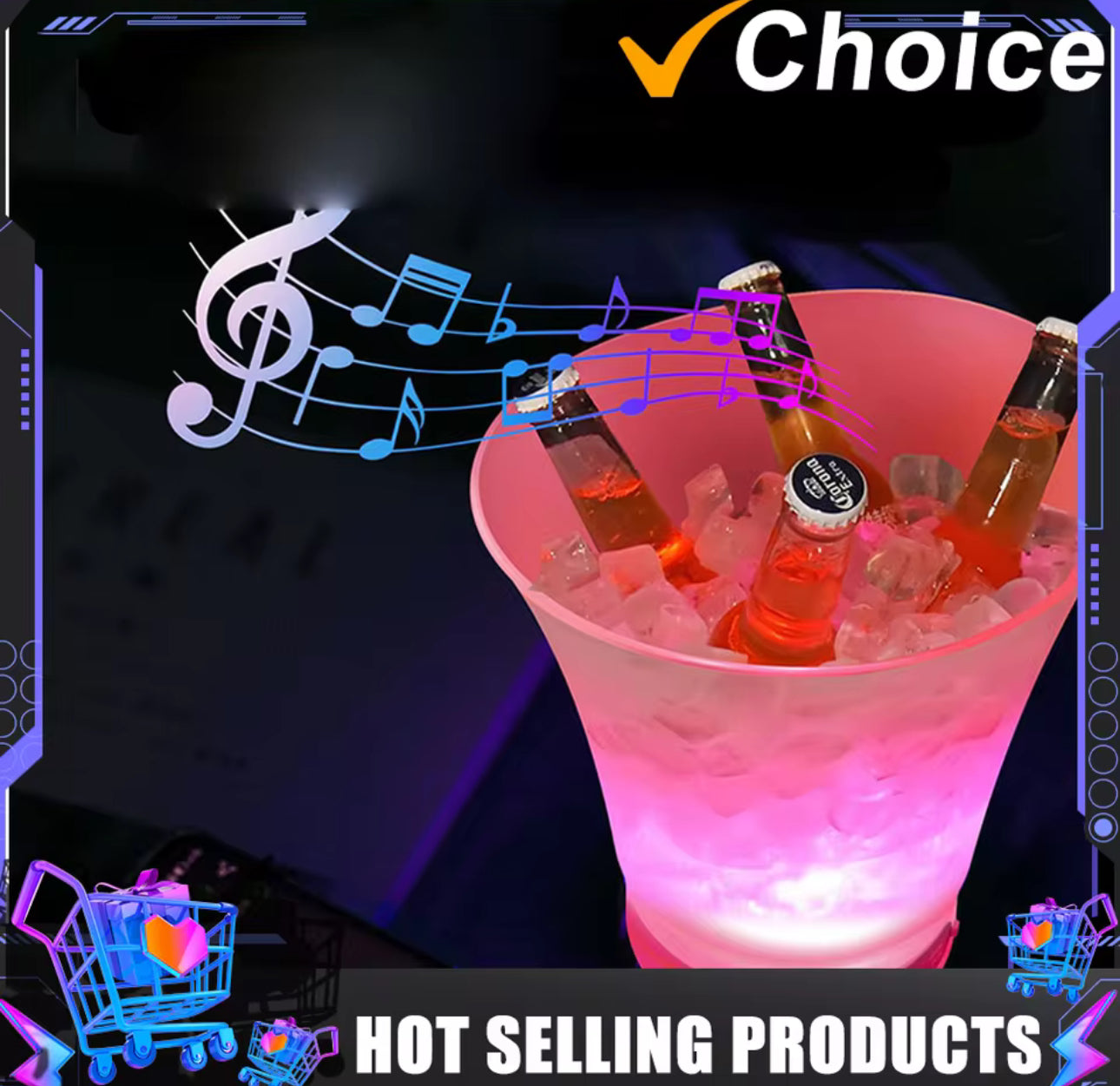 Cubitera Colorido Led Luz y música 🎶 5l