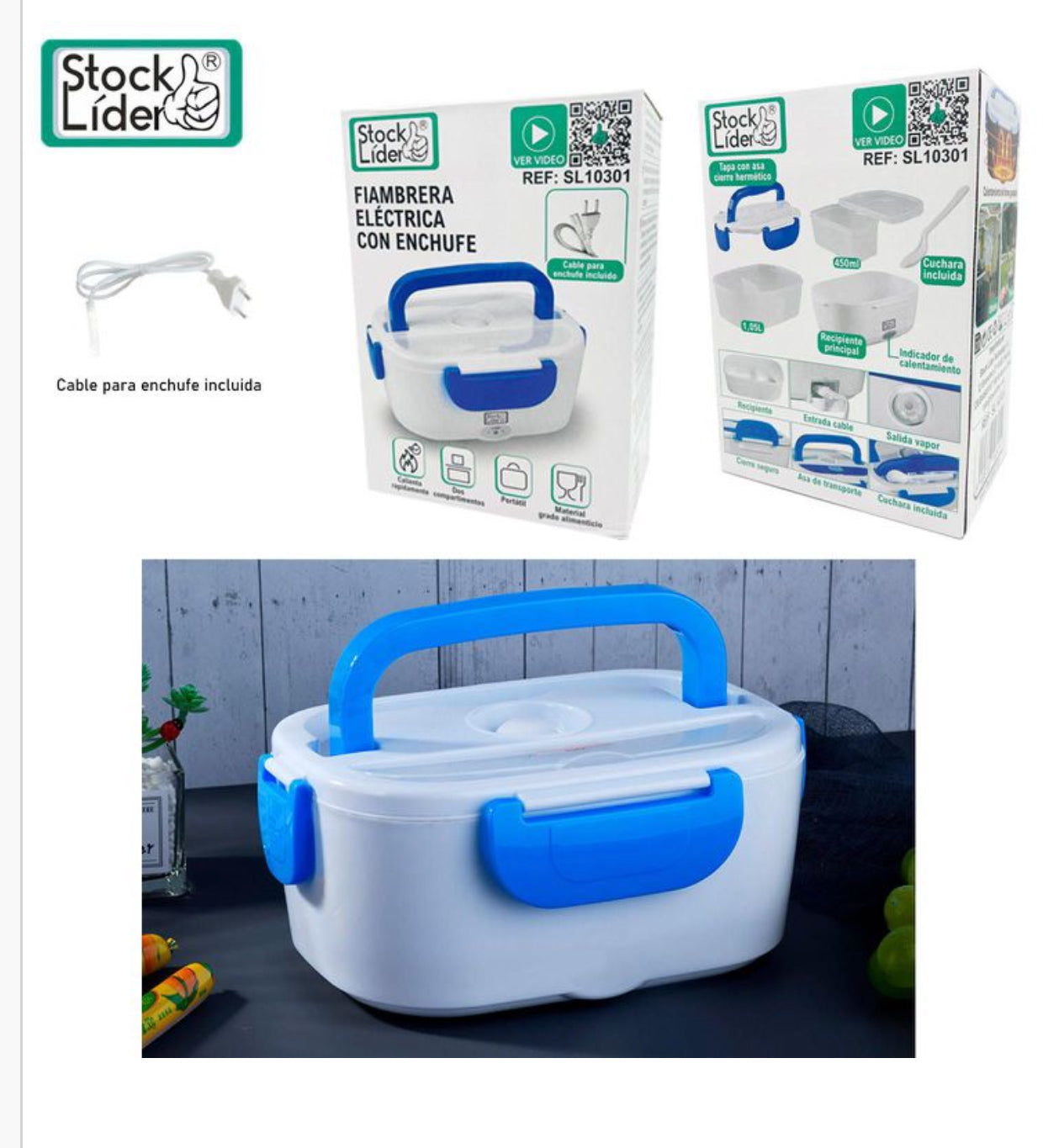 Fiambrera Calentador con enchufe de casa