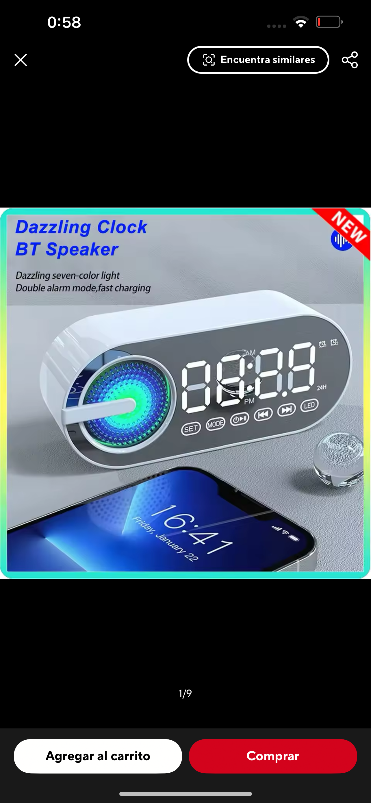 Altavoz Bluetooth inalámbrico silencioso, reloj despertador RGB