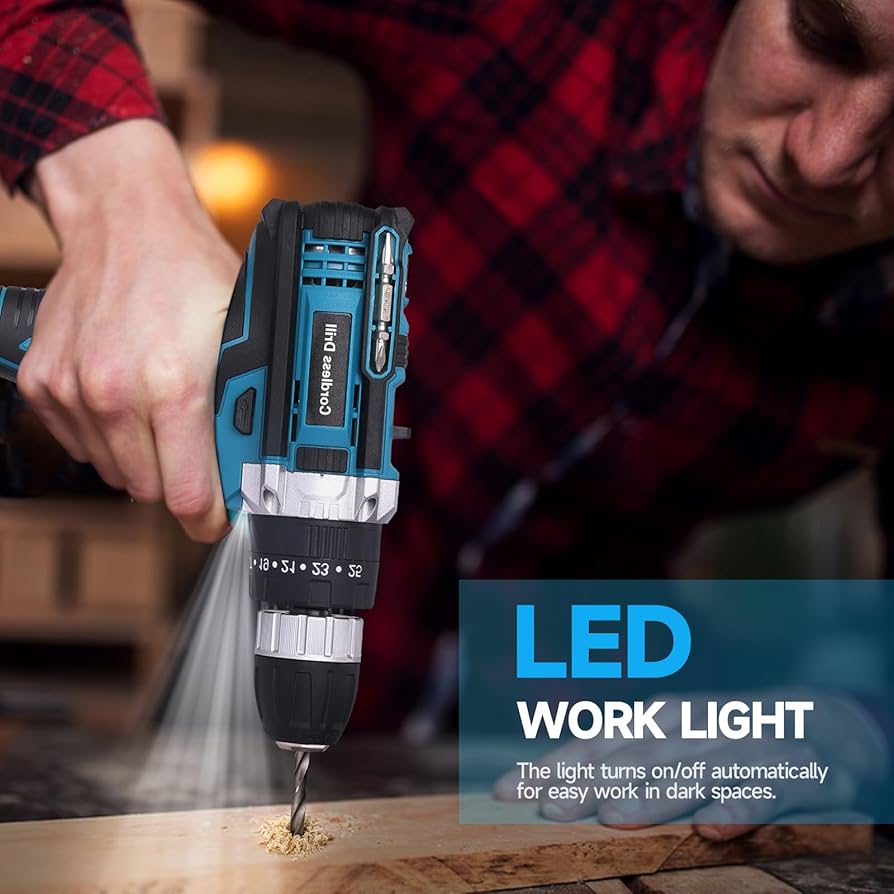 Taladro Atornillador Bateria 21V, Taladro Percutor a Bateria 42Nm