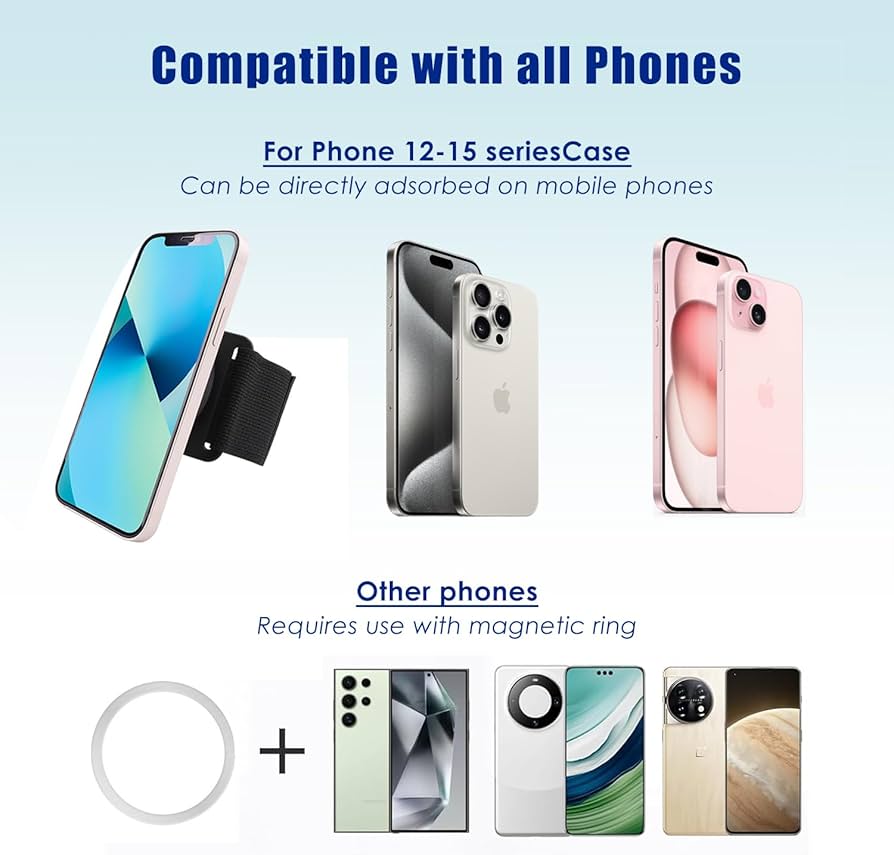 Soporte de teléfono para correr para iPhone, soporte magnético giratorio de 360°, soporte para teléfono celular, soporte magnético para teléfono, compatible con magsafe iPhone 15, 14, 13, 12 Pro Max