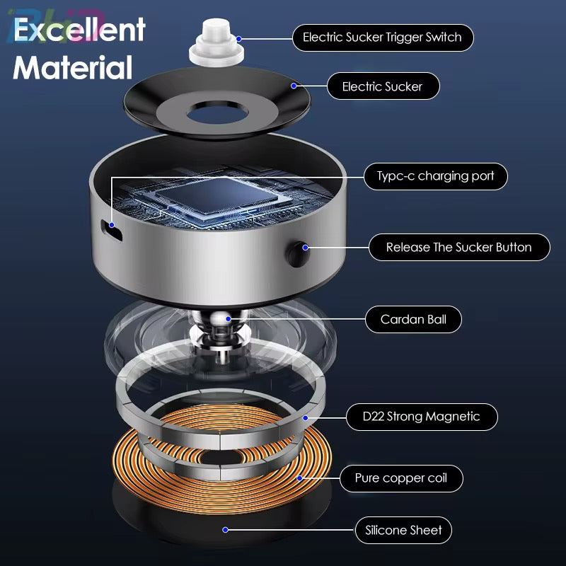 Nuevo Soporte mejorado para coche adsorción al vacío telescópico imán fuerte 15W carga inalámbrica rotación de 360° soporte de teléfono para teléfono