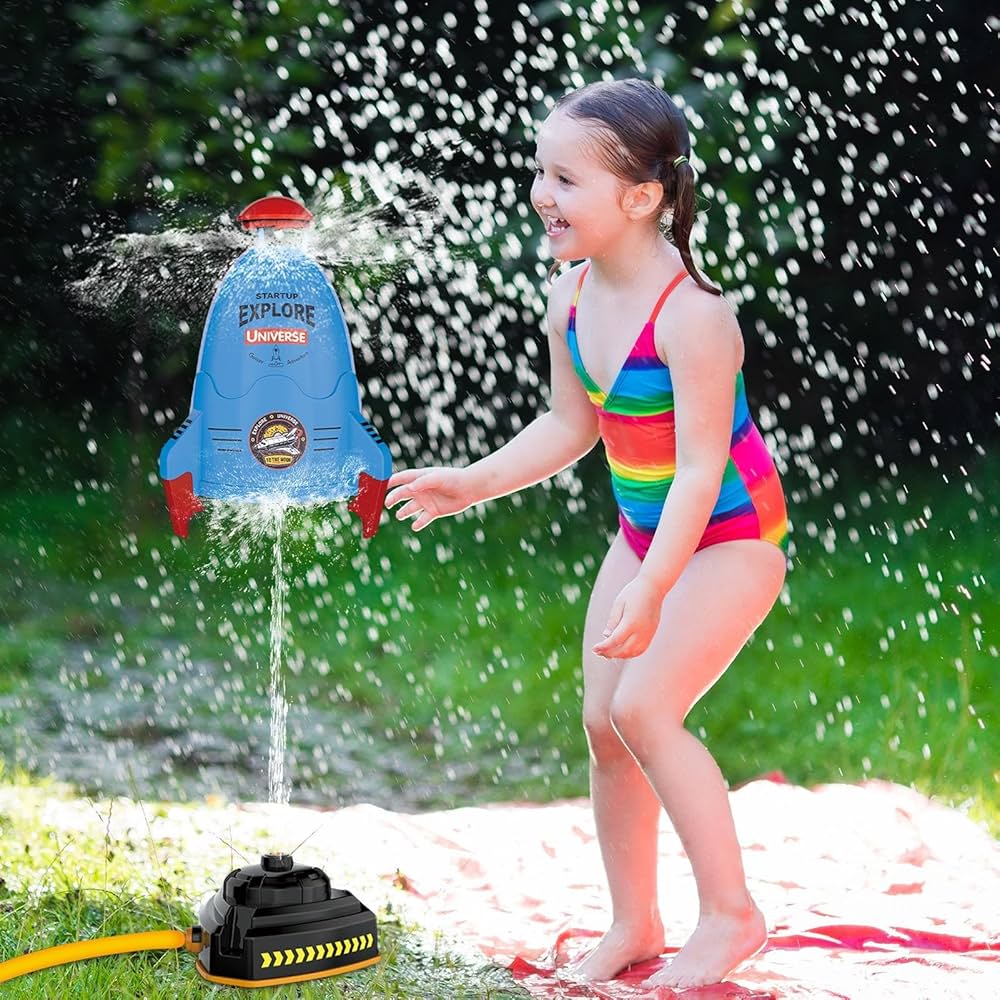 Lanzamiento de Cohetes para niños, Lanzamiento de Cohetes a presión de Agua - Juguete Cohete para niños con Altura de pulverización Ajustable | Juguetes acuáticos al Aire Libre para niños,