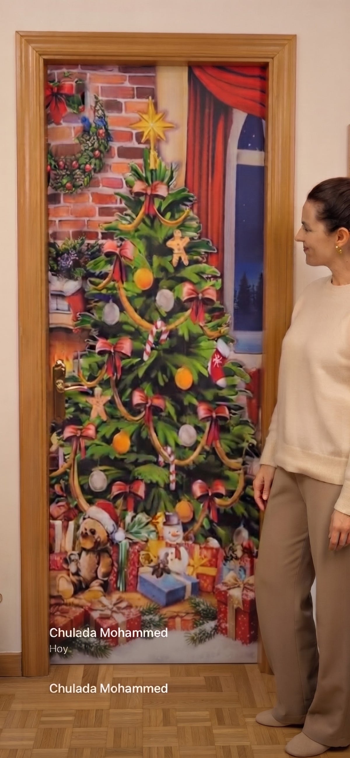 Decoración de Navidad para cama, de 90 o puerta 🚪 tela elástica