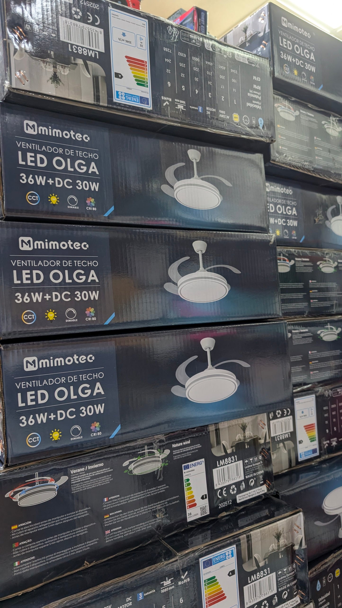 Ventilador Techo LED Mimotec Olga 36W+DC 30W
