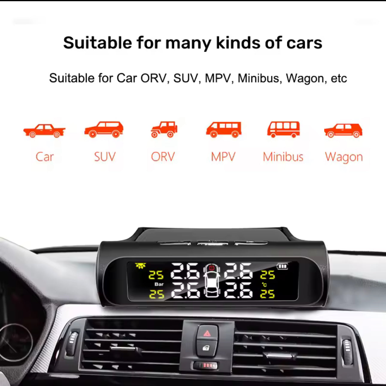 ACE energía Solar TPMS sistema de Monitor de alarma de presión de neumáticos de coche sistemas de alarma de seguridad automática advertencia de temperatura de presión de neumáticos