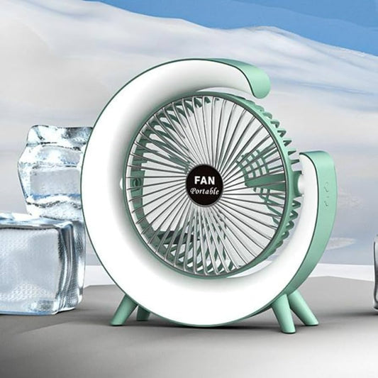 Ventilador lámpara,  de escritorio con luz LED, 3 velocidades 180°USB recargable ventilador portátil, ventilador de refrigeración para acampar al aire libre en el dormitorio de la oficina de casa.