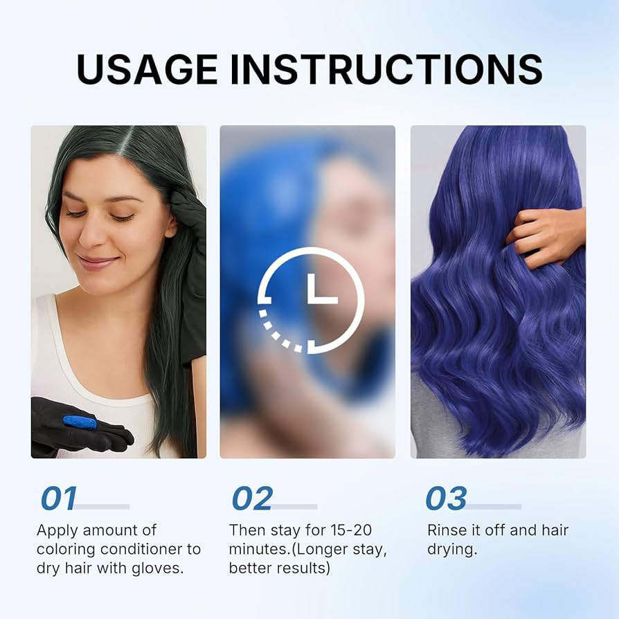 Karseell Mascarilla Pelo Azul 500ml, Azul Acondicionador Restaurar y Mejorar los Tonos Azules para el Cabello Tratado con Color