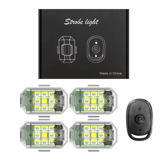 Luz estroboscópica LED inalámbrica para  moto patinete Dron, luz de señal de advertencia anticolisión con Control remoto para motocicleta, coche y bicicleta, 4 Uds.