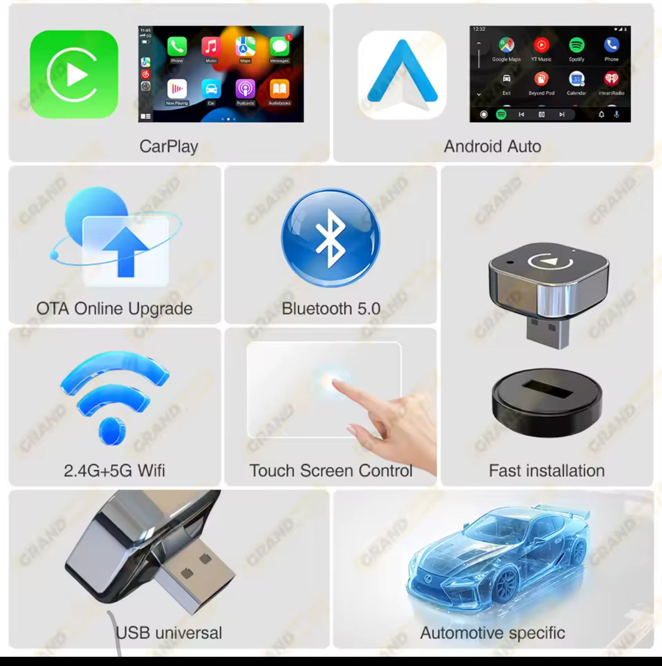 Nuevo adaptador inalámbrico CarPlay Android Auto Dongle USB Mini caja inteligente Plug And Play Universal
