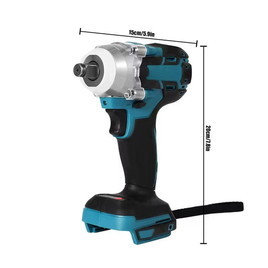 Llave de impacto eléctrica inalámbrica de 520 Nm, recargable taladro manual, herramienta eléctrica para batería contenedor batería, dos vasos y cargador