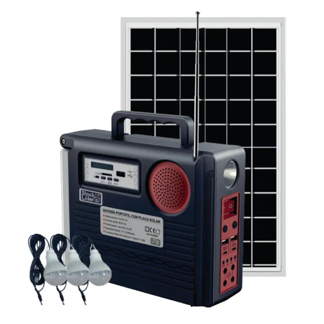 Batería Portátil Solar con Radio FM Y Bluetooth