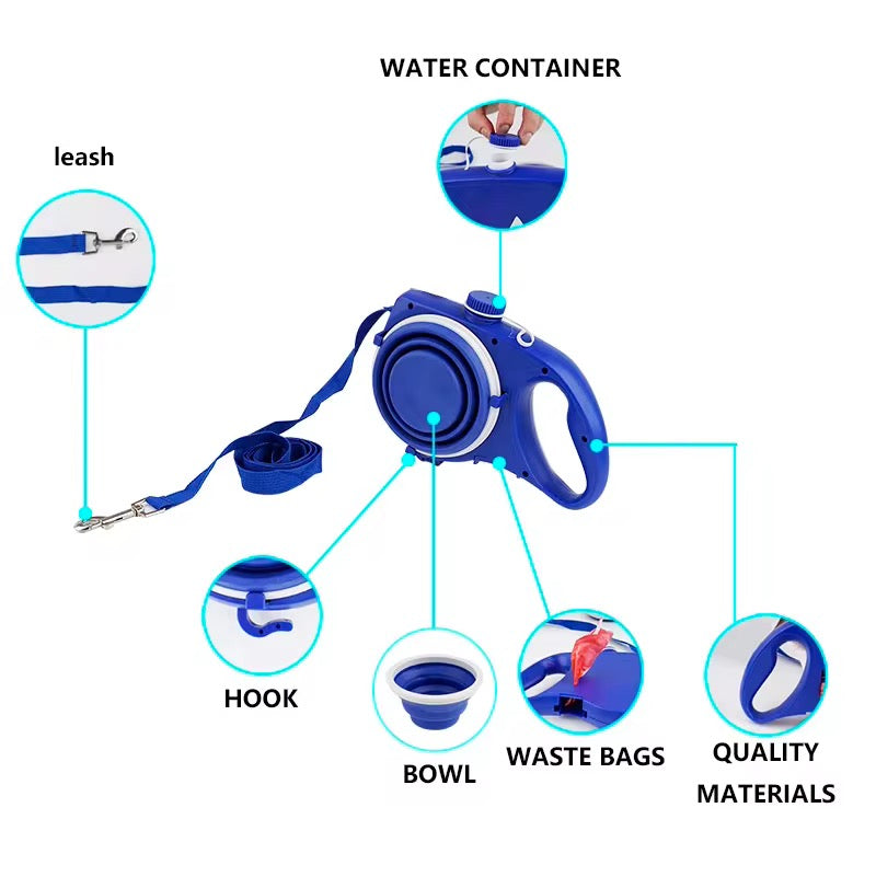 Botella de agua para perro cuatro en uno