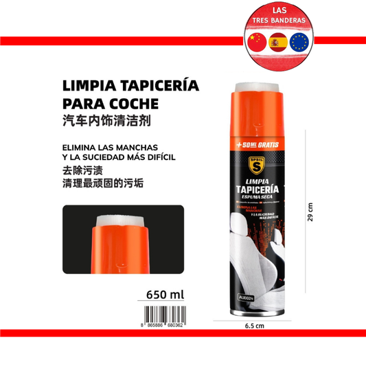 Bote de espuma para limpiar tu coche tapicería cuero tela plástico