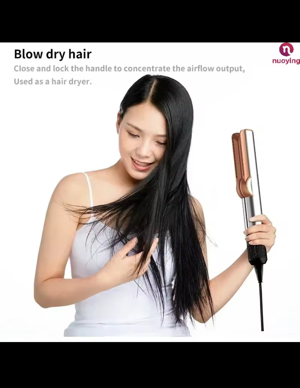 Plancha de pelo profesional 2 en 1 y secador de pelo, plancha plana para calentar el cabello, herramienta de peinado de larga duración con plancha de iones negativos