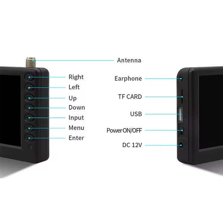 Mini TV digital portátil súper delgada de 5 pulgadas 800x480 con batería de 1500 mAh