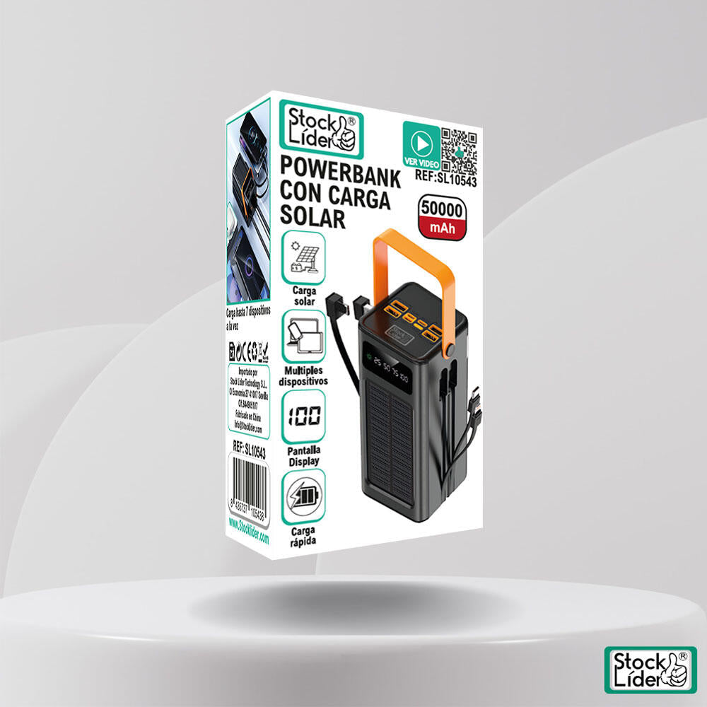 Batería Power Banc solar 50.000 h
¡Olvídate de quedarte sin batería! El nuevo Powerbank con carga solar de 50.000 mAh de Stock Líder es la solución definitiva para quienes necesitan una fuente de energía potente, fiable y siempre disponible. Con una enorm