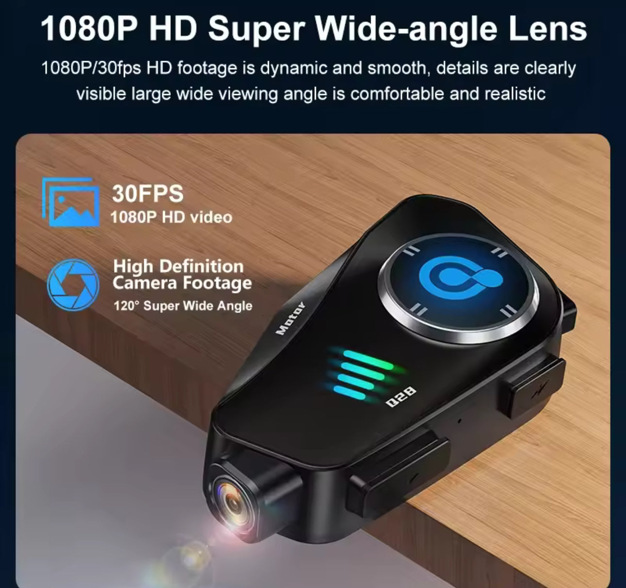 Auriculares intercomunicador Bluetooth para casco de motocicleta Bt5.3 con grabadora de conducción HD cámara inalámbrica 1080P grabadora de vídeo de disco duro auriculares para llamadas