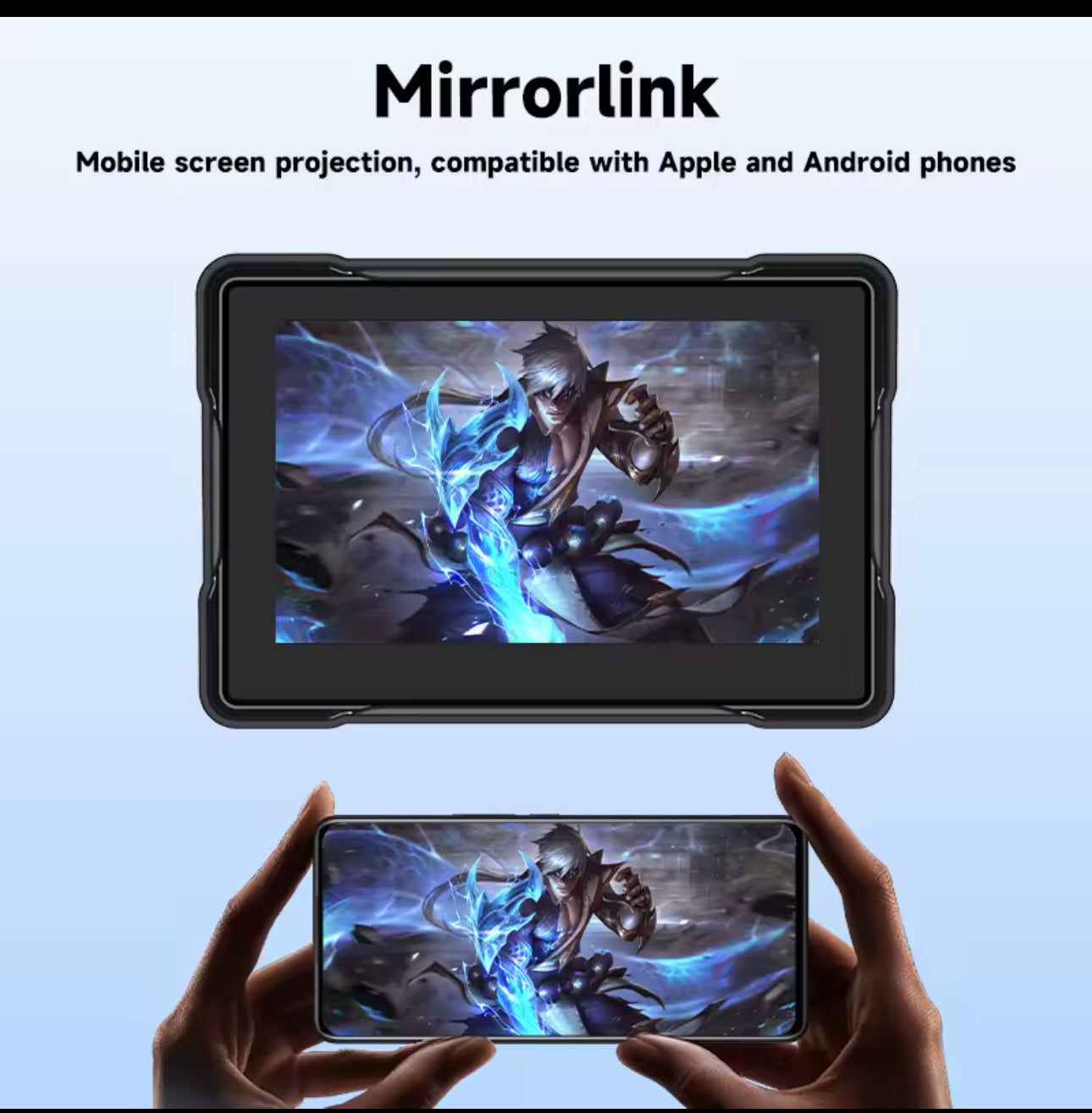 5 inch Pantalla de navegación para motocicleta, IPX 6，1024*600, Monitor automático inalámbrico, Android， Apple Carplay