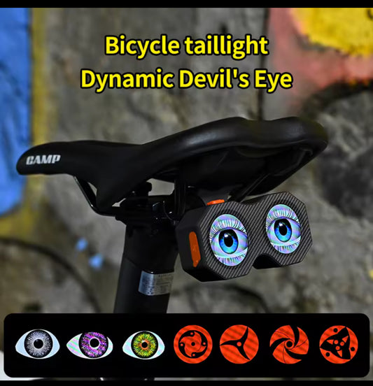 Luz trasera de ojo de diablo para bicicleta, luces de bicicleta impermeables con ojos de diablo para conducción nocturna con recargable tipo C.