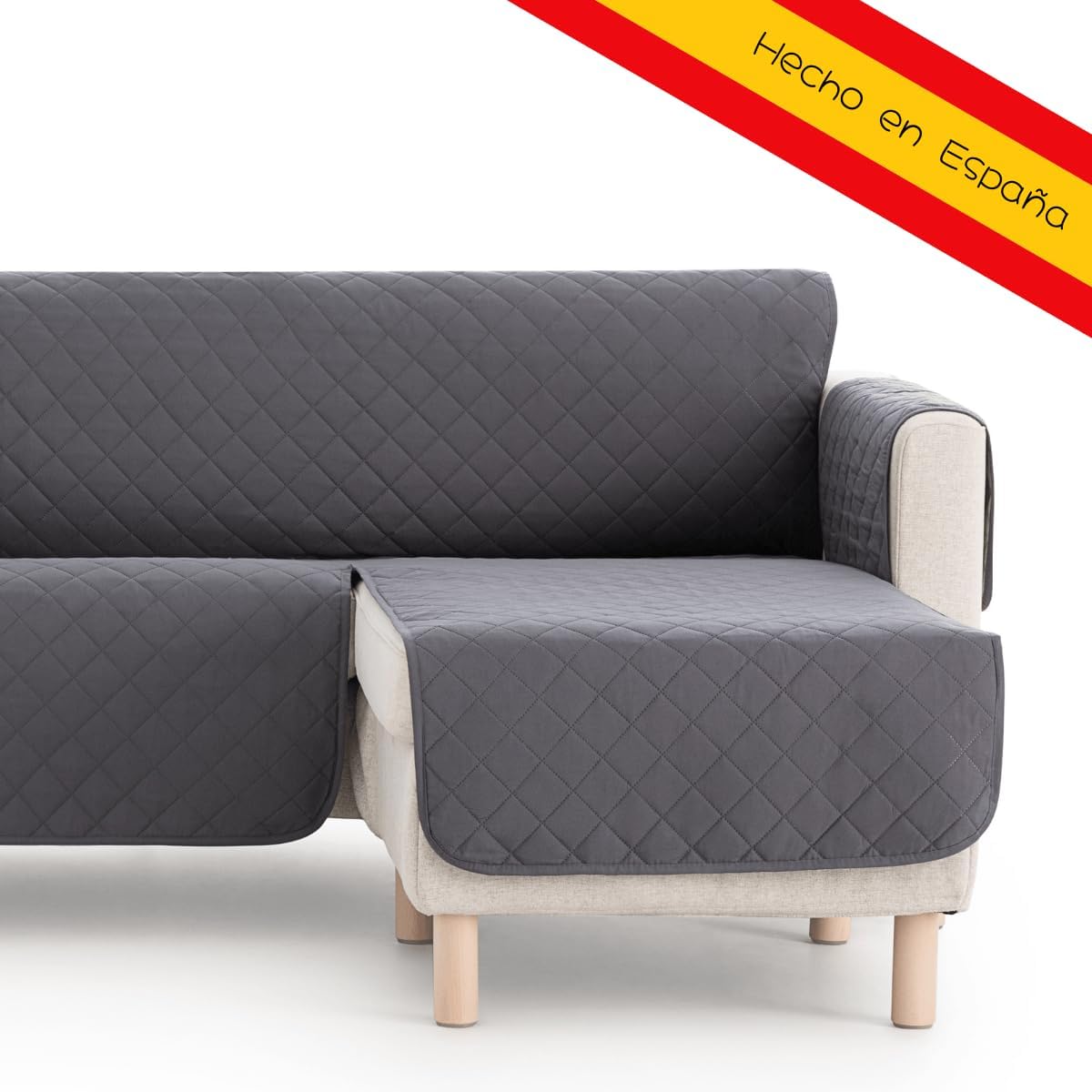Cubre Sofá Chaise Longue Acolchado Brazo Izquierdo | Tamaño 240cm | Cubre Cubre Sofá con Cintas Traseras