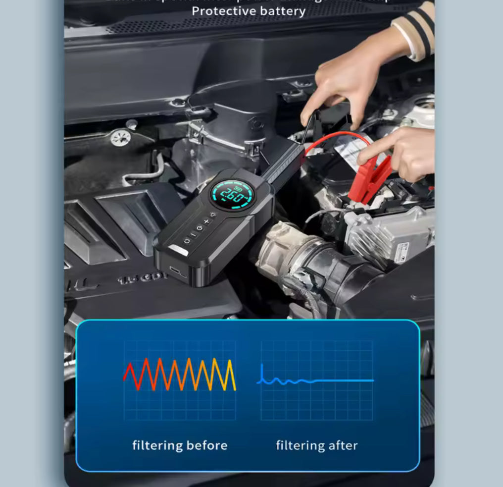 Arrancador de salto con compresor con arrancador de salto de inflado de neumáticos de 150 PSI para automóvil