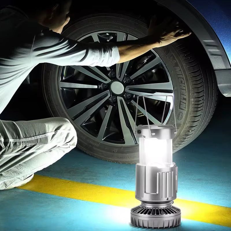 Lámpara LED ventilador para camping, batería recargable solar
