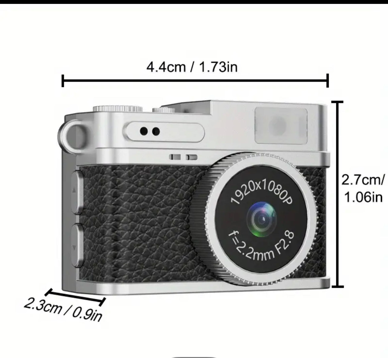 Cámara portátil mini, pantalla IPS de 0,96 pulgadas, grabación de video HD 1080P, formato de compresión H.264, formato de video AVI, regalos que se pueden llevar como joyas.