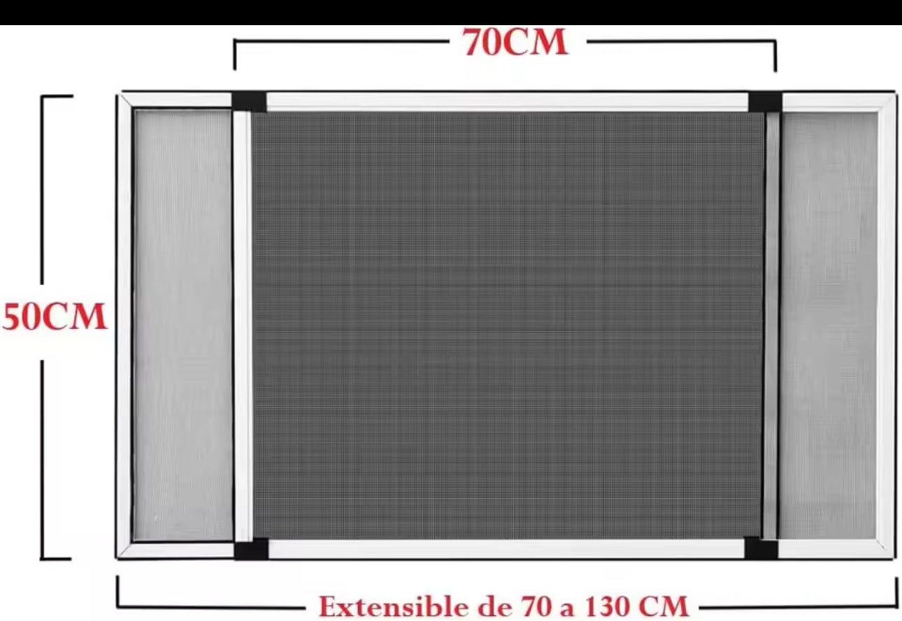 Mosquitera extensible de aluminio blanco, Mosquitera fija extensible color blanco adaptable a ventanas, anti-insectos (mosquitos o moscas).
