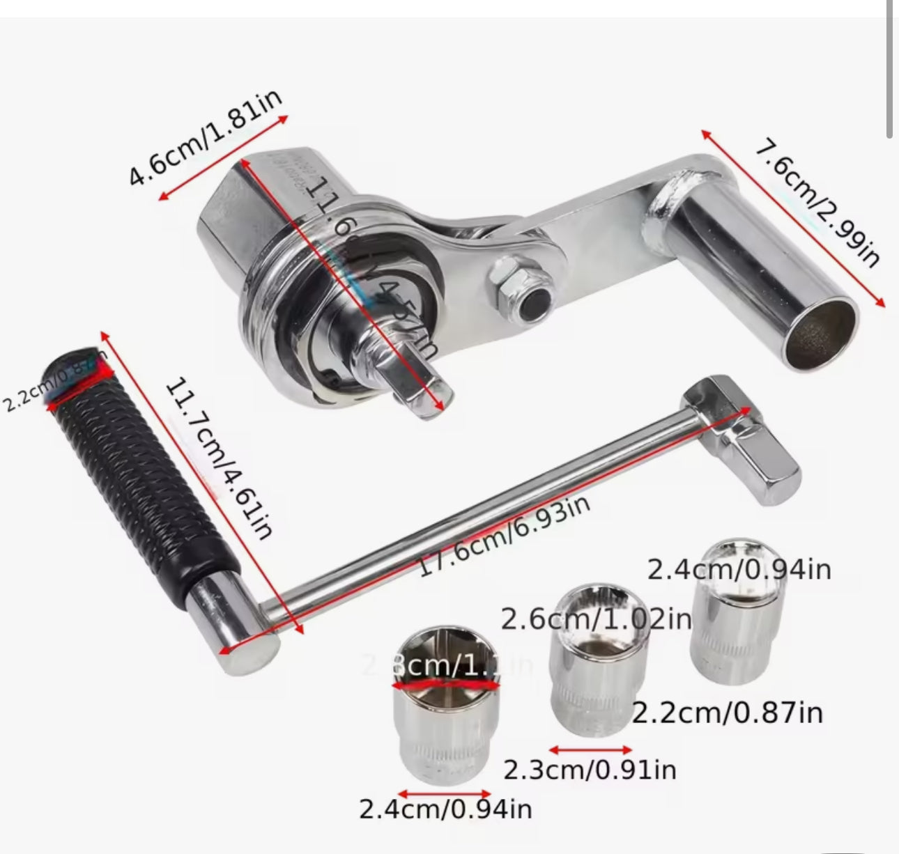 Juego de llaves de rescate de acero inoxidable con 17mm/19mm/21mm, para extraer los pernos de los neumáticos de coche, juego de herramientas de llave de torsión con caja de almacenamiento, adecuado para coches pequeños y SUV, sin batería