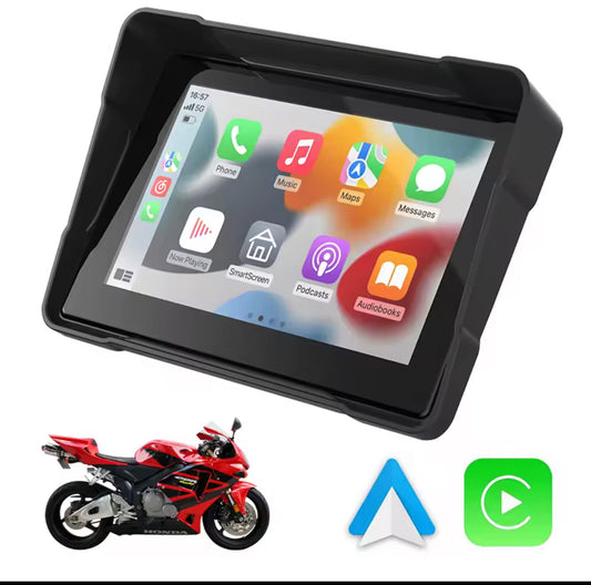 5 inch Pantalla de navegación para motocicleta, IPX 6，1024*600, Monitor automático inalámbrico, Android， Apple Carplay