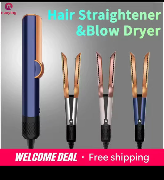 Plancha de pelo profesional 2 en 1 y secador de pelo, plancha plana para calentar el cabello, herramienta de peinado de larga duración con plancha de iones negativos