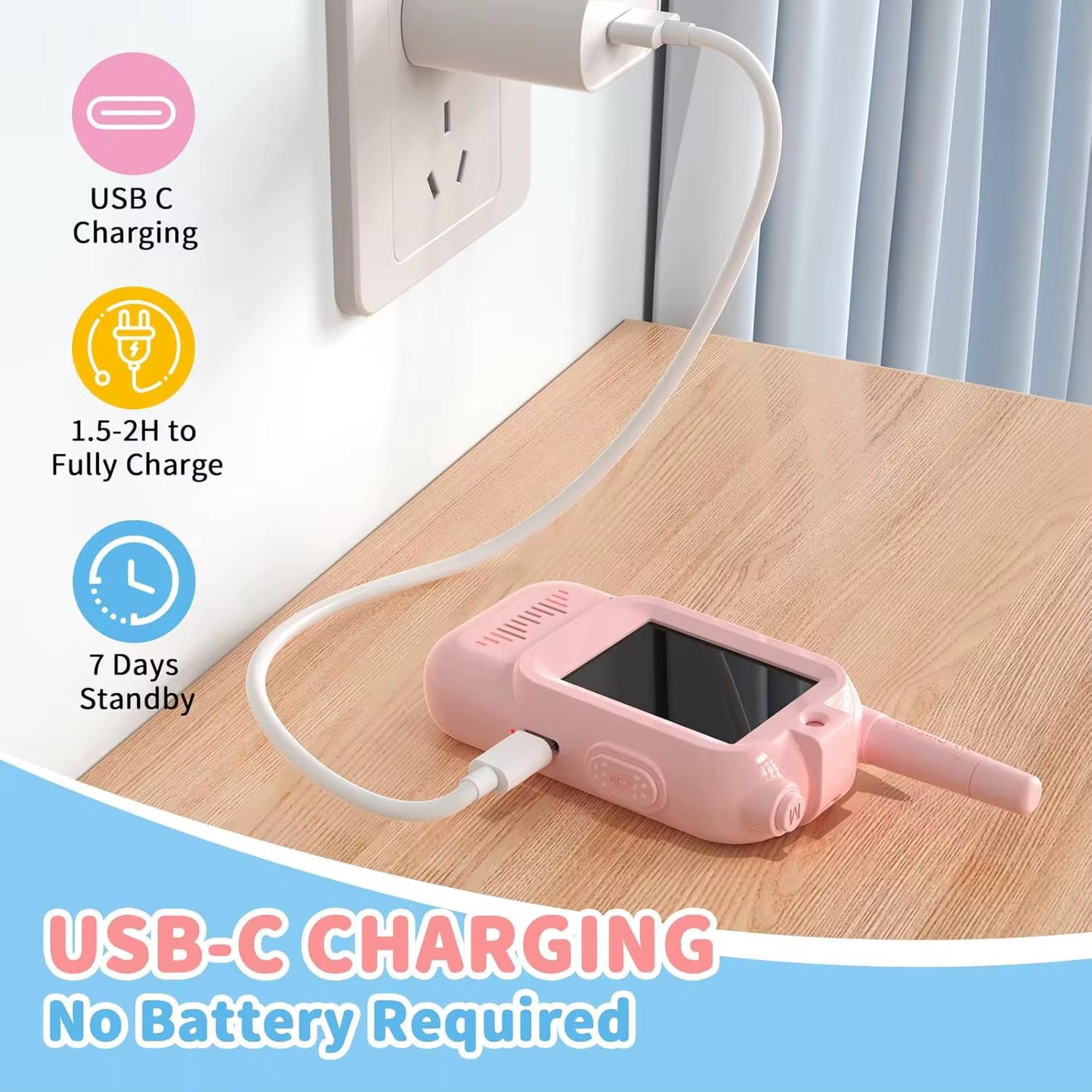 Walkie talkies con pantalla y cámara 2 U uno azul y otro rosa